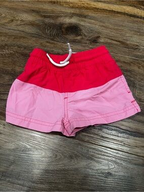 The Beaufort Bonnet Company Kids Swim Trunks in Red and Light Pink - size 6-12 M